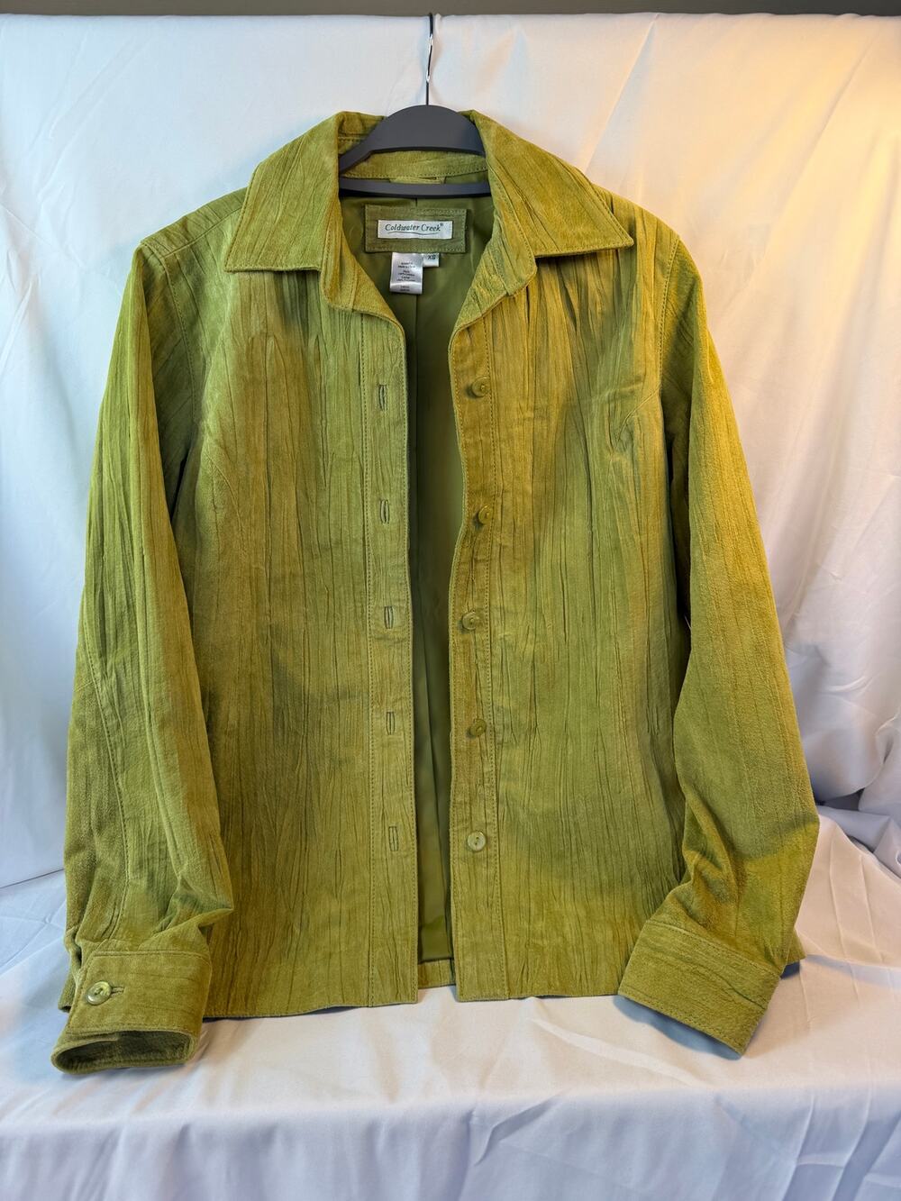 Coldwater Creek Genuine Leather Jacket Olive Moss 100% Leather Women's XS NWT